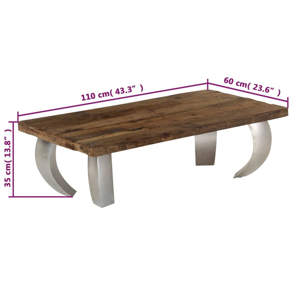 Opium-Couchtisch Altholz und Stahl 110×60×35 cm
