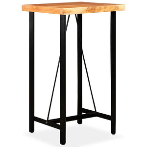 vidaXL Ensemble de bar 3 pcs Bois d'acacia massif, cuir véritable et toile