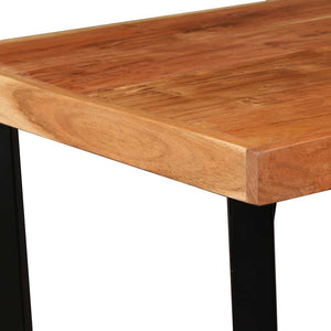 vidaXL Ensemble de bar 3 pcs Bois d'acacia massif, cuir véritable et toile