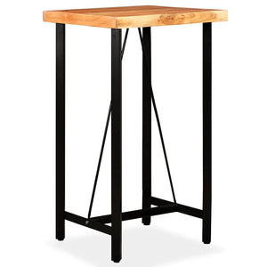 vidaXL Ensemble de bar 3 pcs Bois d'acacia massif, cuir véritable et toile