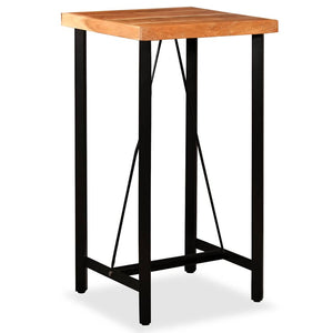 vidaXL Ensemble de bar 3 pcs Bois d'acacia massif, cuir véritable et toile