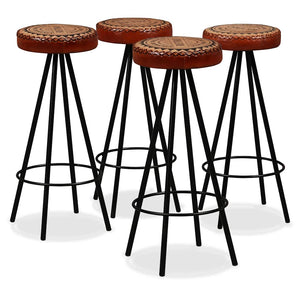 Bar-Set 5-tlg. Akazie Massivholz, Echtleder und Canvas