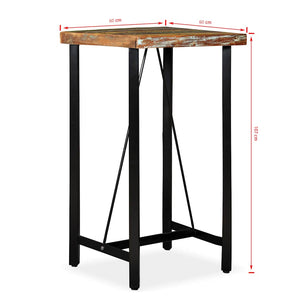 3-tlg. Bar-Set Altholz Massiv und Echtleder