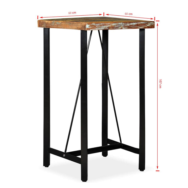 3-tlg. Bar-Set Altholz Massiv und Echtleder