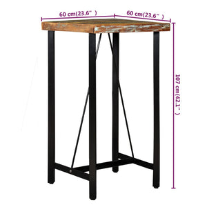 3-tlg. Bar-Set Altholz Massiv, Echtleder und Canvas