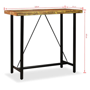 5-tlg. Bar-Set Altholz Massiv und Echtleder