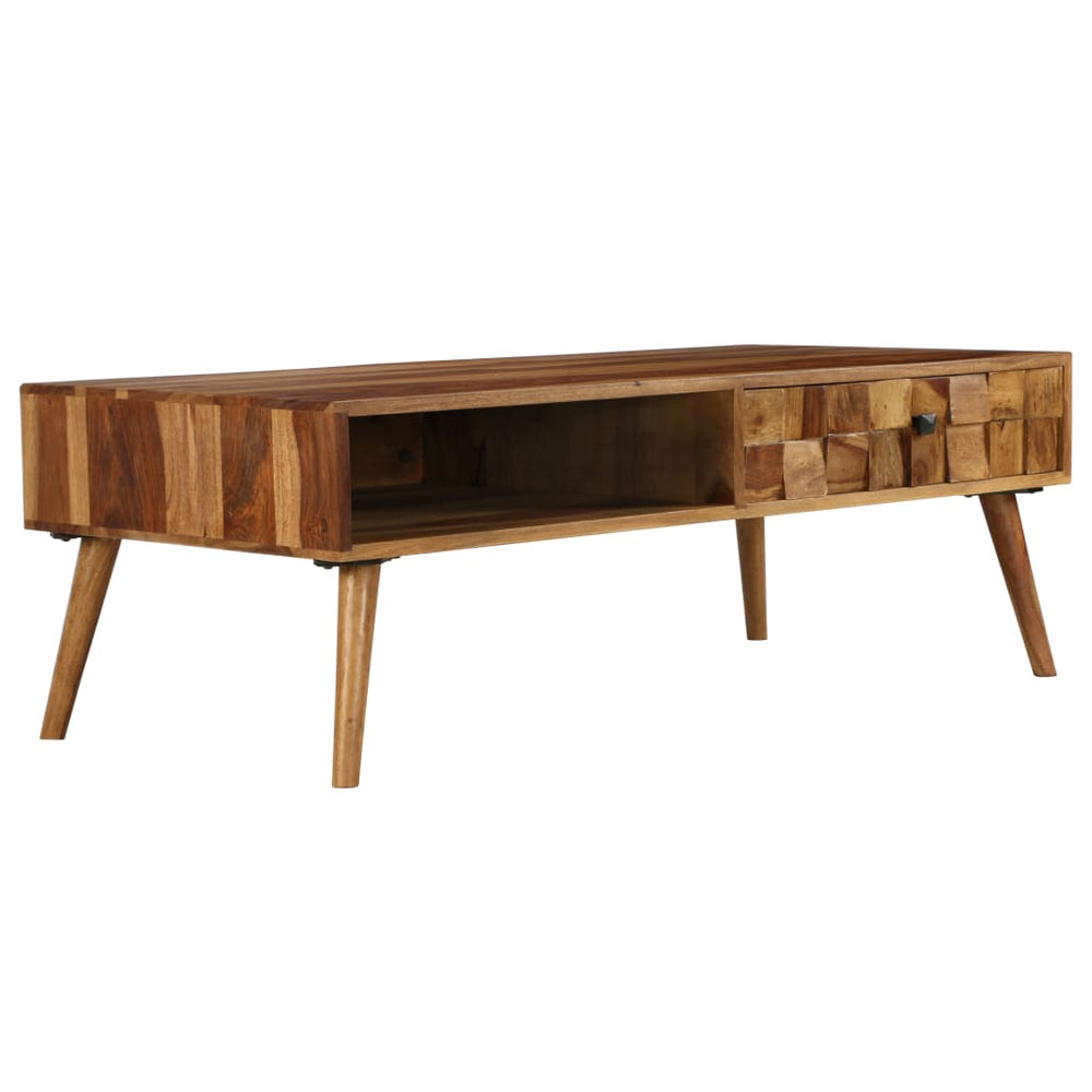 vidaXL Table basse bois massif d'acacia marron miel 110x50x37 cm