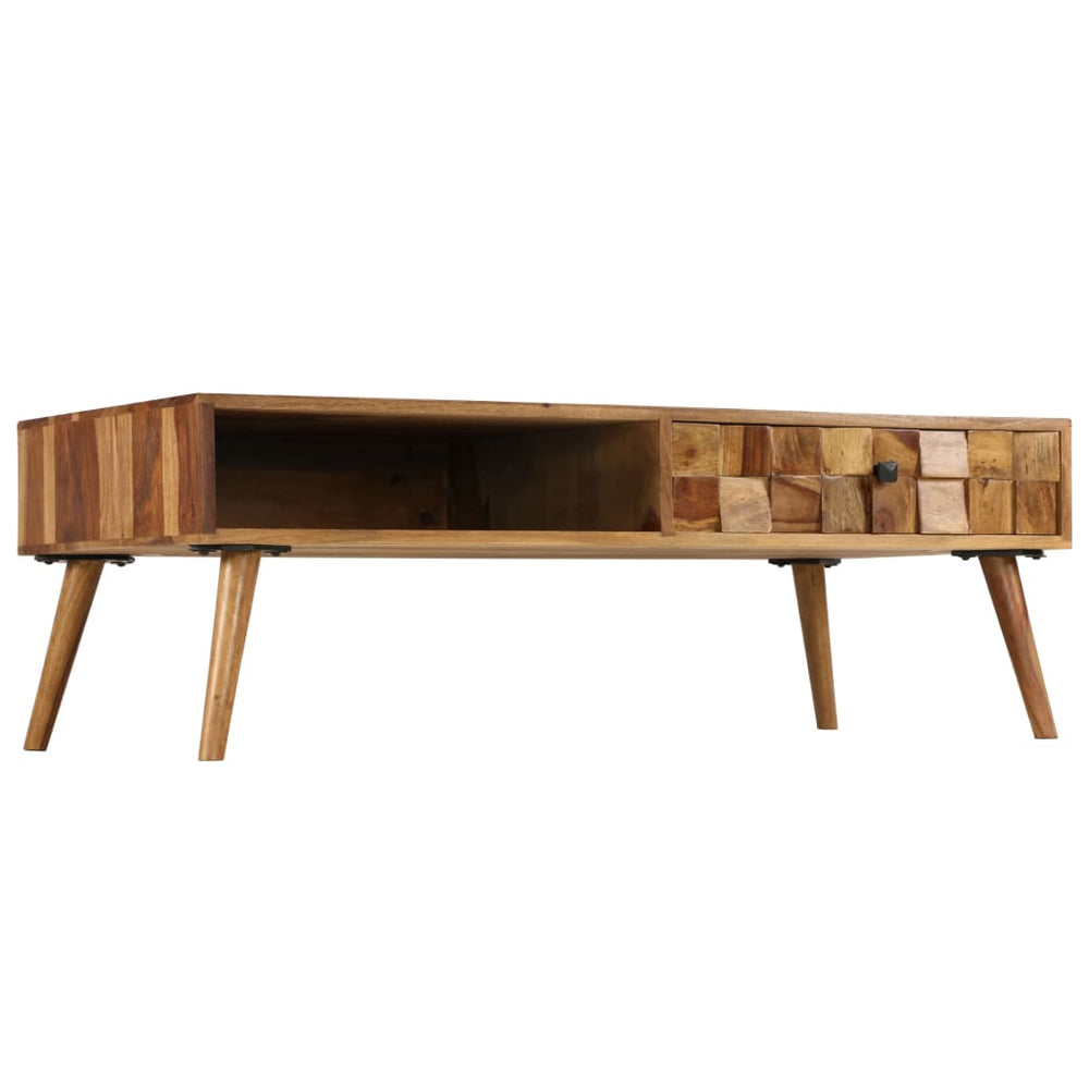 vidaXL Table basse bois massif d'acacia marron miel 110x50x37 cm