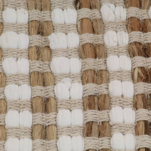 Handgewebtes Badematten-Set Jute Stoff Natur und Weiß