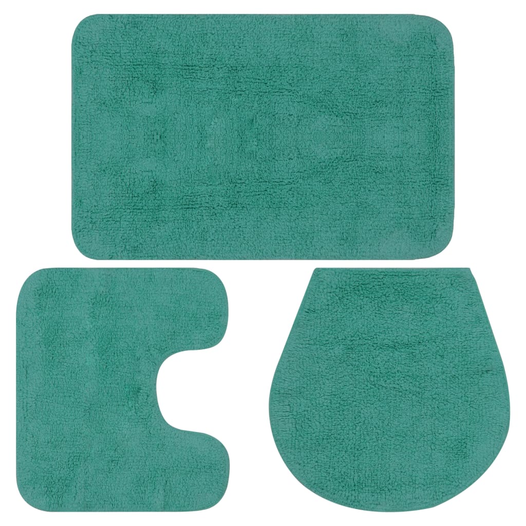 vidaXL Tapis de bain 3 pièces en tissu Turquoise