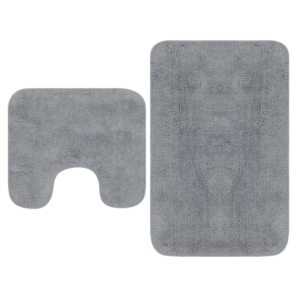 vidaXL Ensemble de tapis de bain 2 pcs Tissu Gris