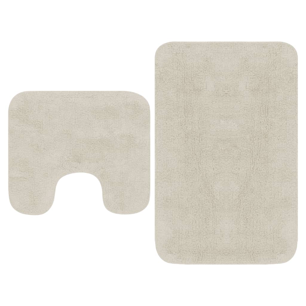vidaXL Ensemble de tapis de bain 2 pcs Tissu Blanc