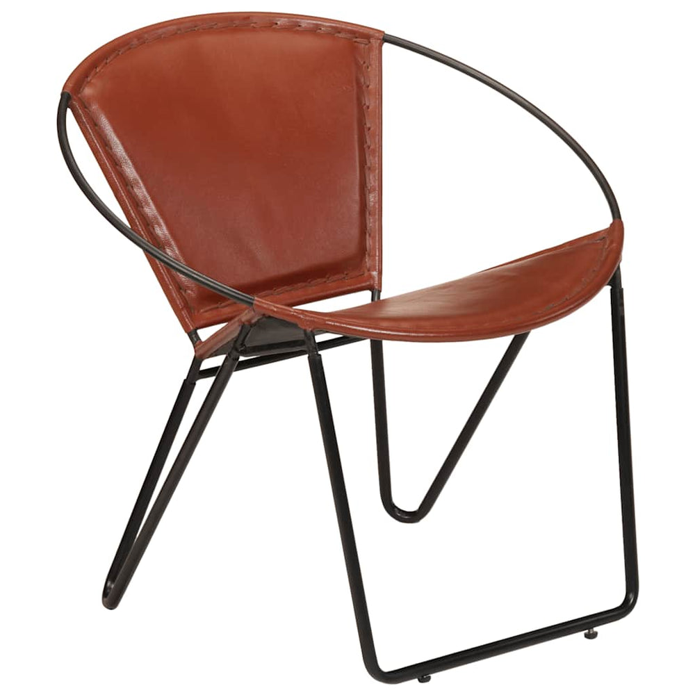 vidaXL Chair Brown Genuine Leather