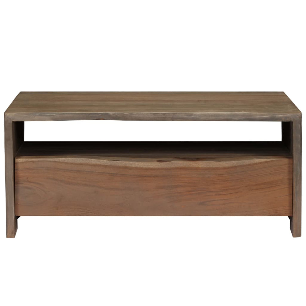 vidaXL Table basse bois d'acacia massif bords naturels 90x50x40 cm gris