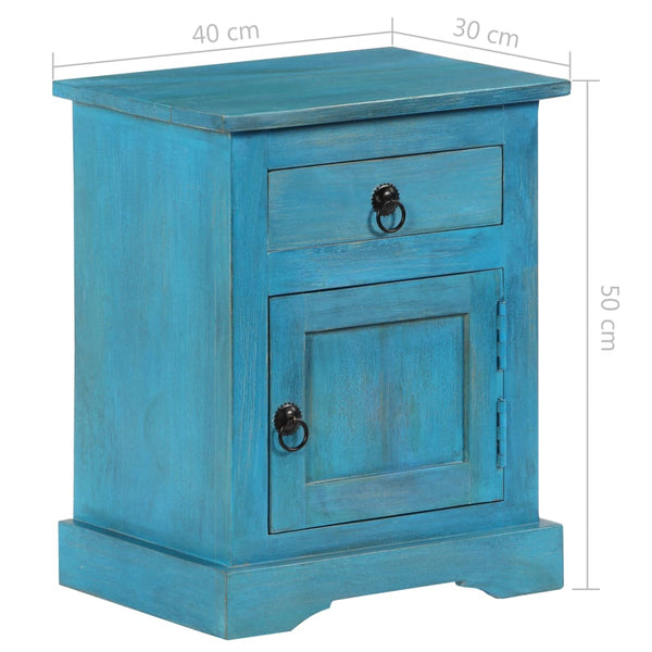 Nachttisch Massivholz Mango 40x30x50 cm Blau