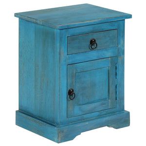 Nachttisch Massivholz Mango 40x30x50 cm Blau