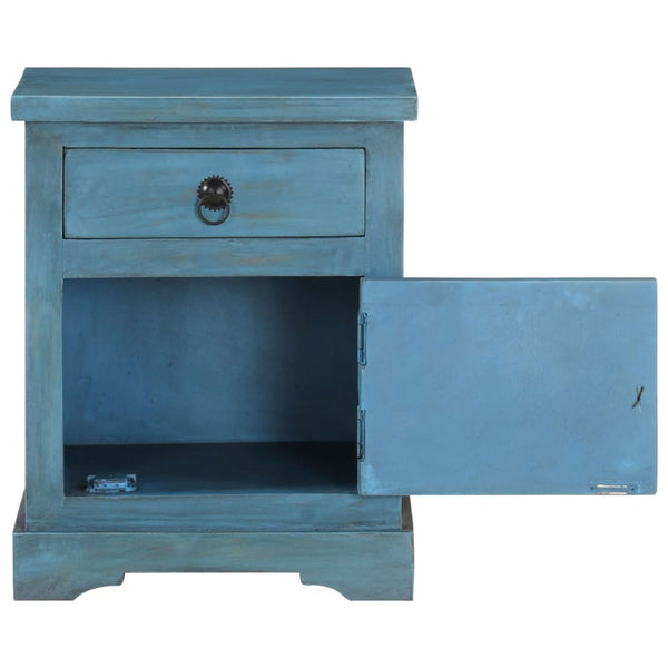 Nachttisch Massivholz Mango 40x30x50 cm Blau