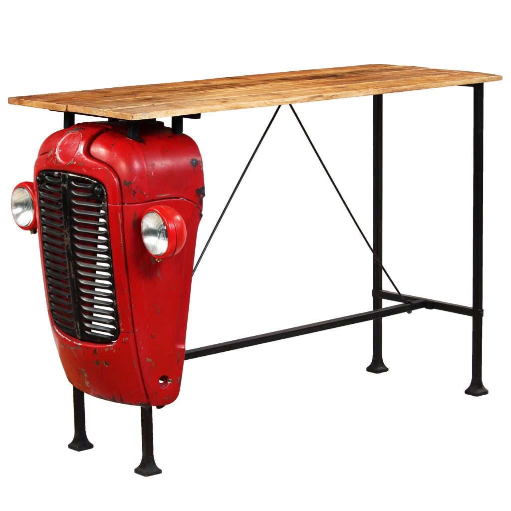 Bartisch Traktor Massivholz Mango Rot 60x150x107 cm