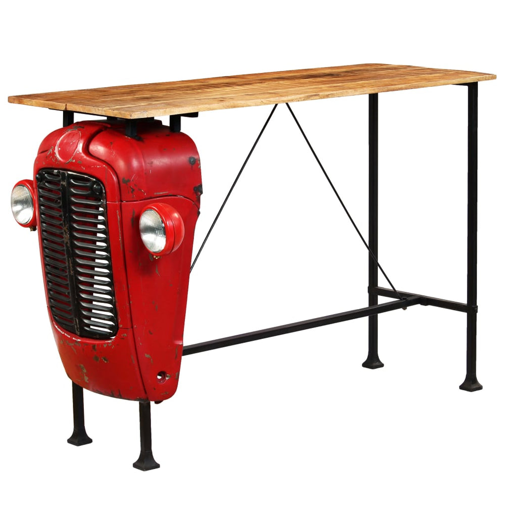 vidaXL Table de bar Tracteur Bois de manguier massif Rouge 60x150x107 cm