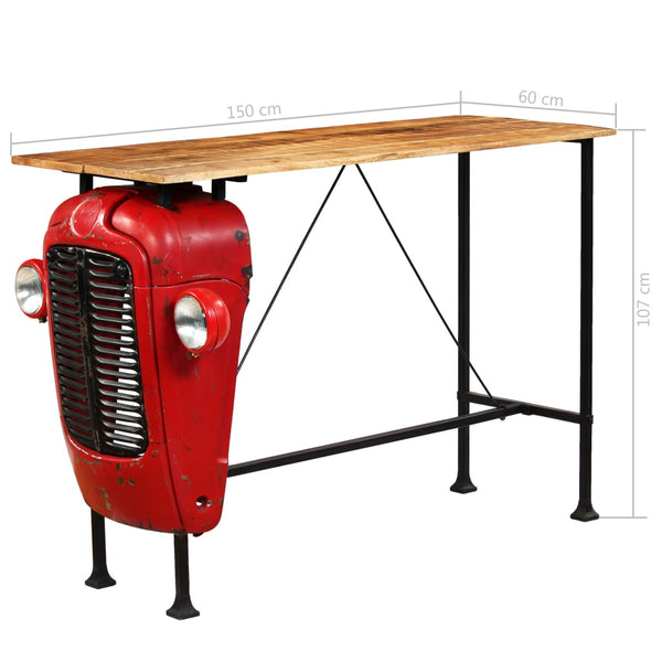 Bartisch Traktor Massivholz Mango Rot 60x150x107 cm