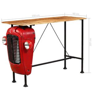 Bartisch Traktor Massivholz Mango Rot 60x150x107 cm
