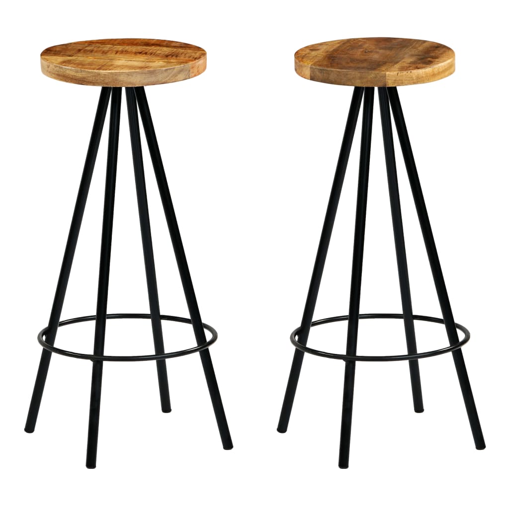 vidaXL Tabourets de bar 2 pcs Bois de manguier massif