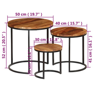 Couchtisch-Set 3-teilig Akazienholz Massiv