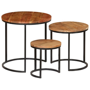 Couchtisch-Set 3-teilig Akazienholz Massiv