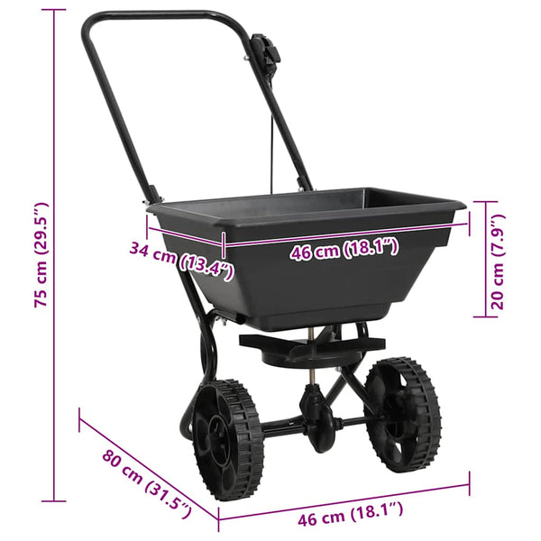 vidaXL Épandeur manuel de sel en PVC et acier 80x46x75 cm 15 L
