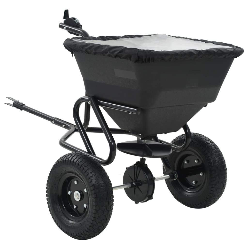 vidaXL Épandeur à sel à pousser PVC et acier 125x74x79cm 45L