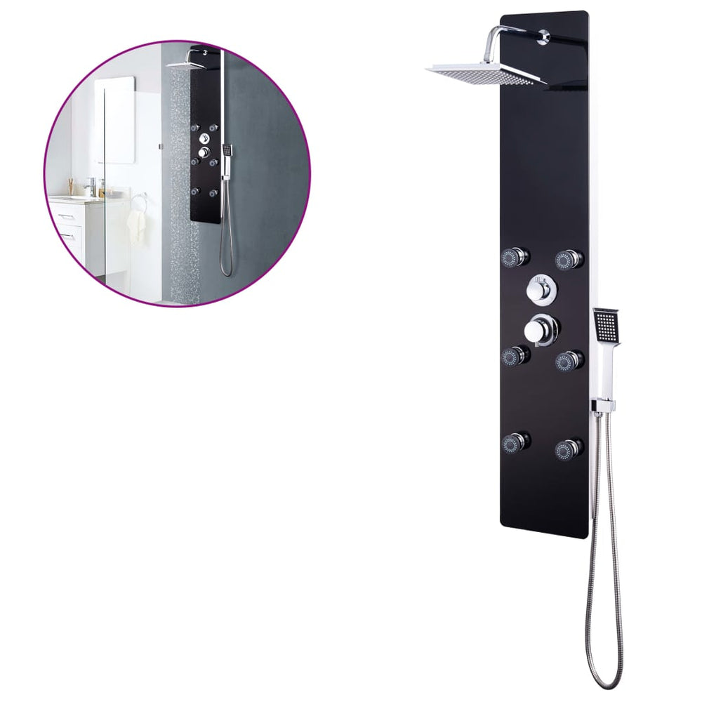vidaXL Panneau de douche en verre 25x44,6x130 cm noir