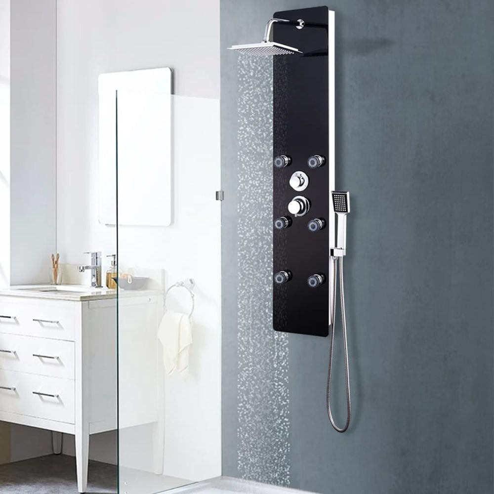 vidaXL Panneau de douche en verre 25x44,6x130 cm noir