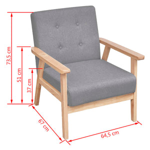 Sofa-Set 3-tlg. Stoff Hellgrau