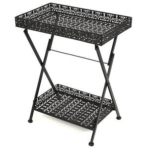 vidaXL Table d'appoint Pliante Vintage Métal 58 x 35 x 72 cm Noir