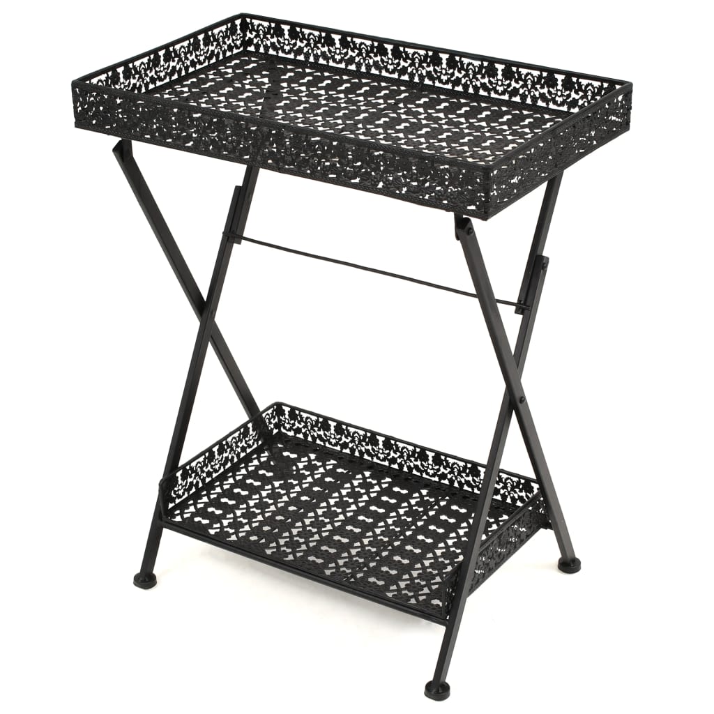 vidaXL Table d'appoint Pliante Vintage Métal 58 x 35 x 72 cm Noir
