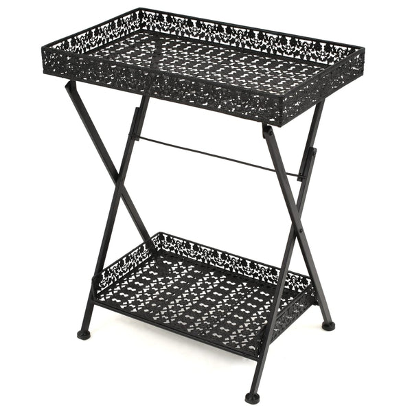 vidaXL Table d'appoint Pliante Vintage Métal 58 x 35 x 72 cm Noir