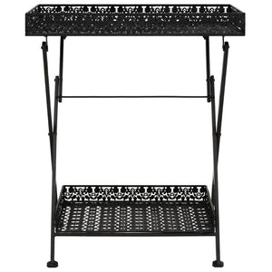 vidaXL Table d'appoint Pliante Vintage Métal 58 x 35 x 72 cm Noir