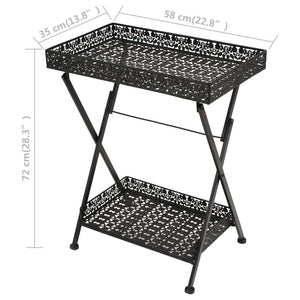 vidaXL Table d'appoint Pliante Vintage Métal 58 x 35 x 72 cm Noir