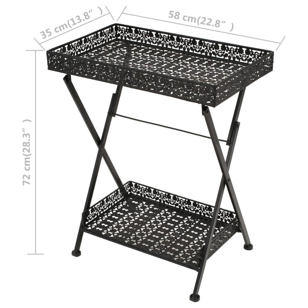 vidaXL Table d'appoint Pliante Vintage Métal 58 x 35 x 72 cm Noir