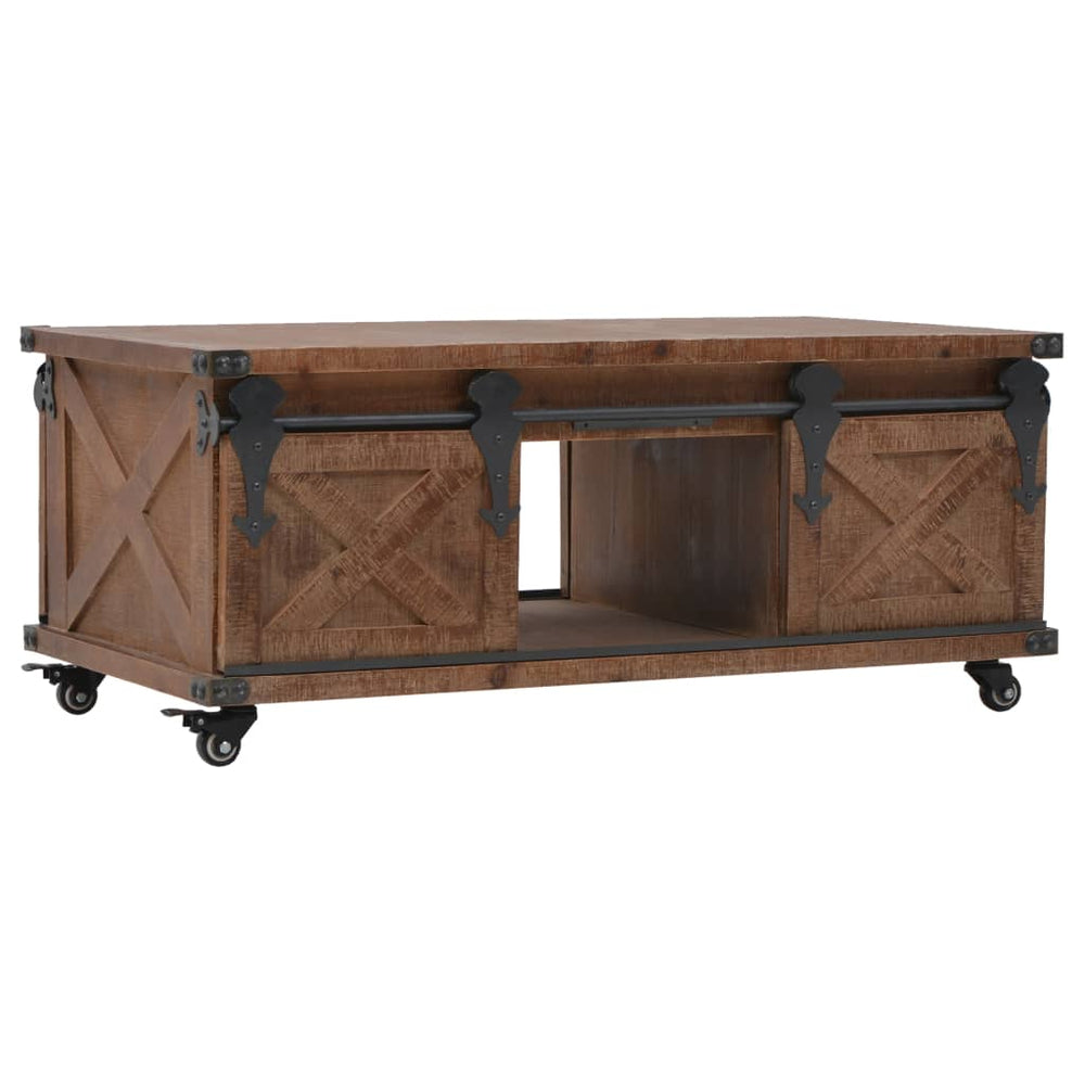 vidaXL Table basse en bois de sapin massif 91x51x38 cm Marron
