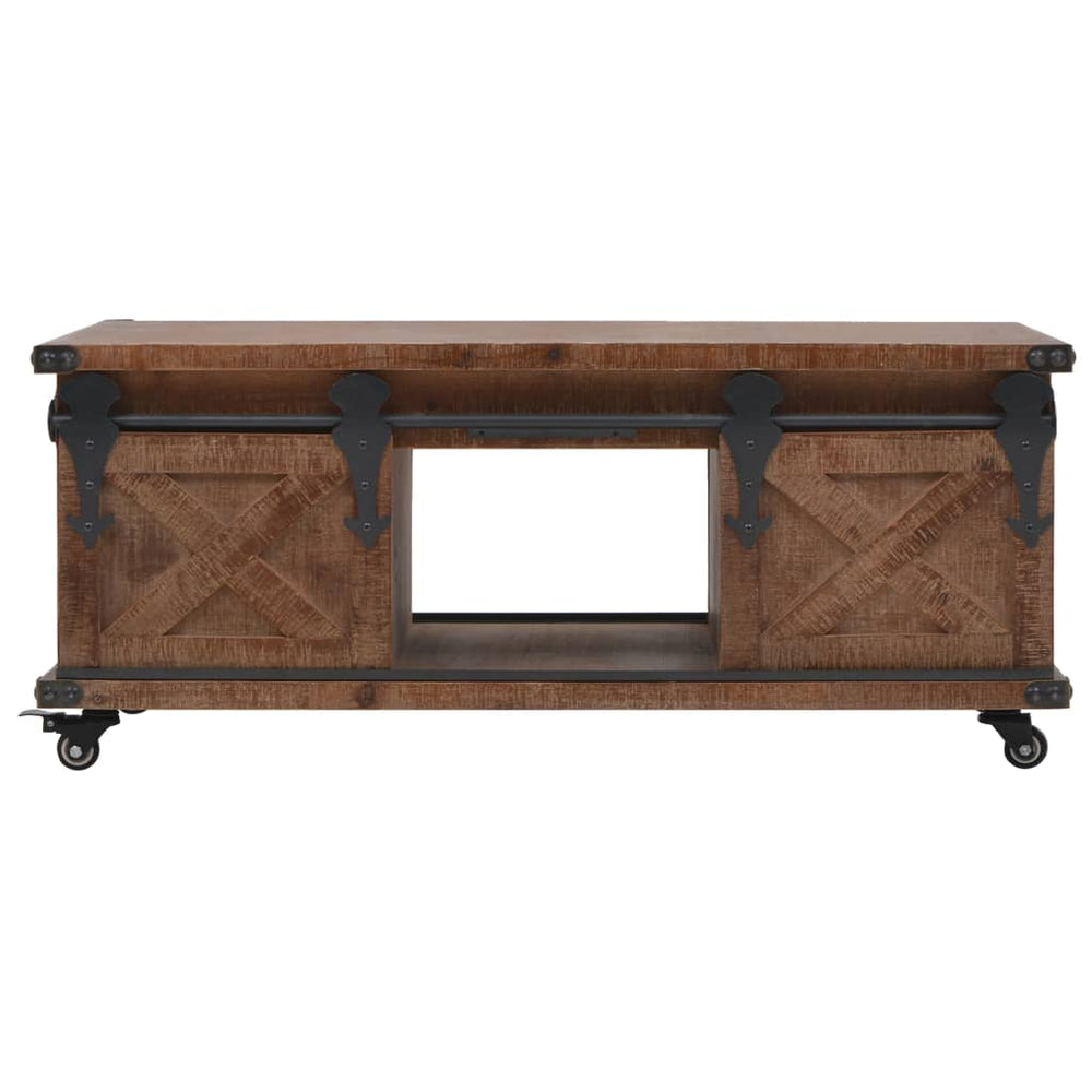 vidaXL Table basse en bois de sapin massif 91x51x38 cm Marron