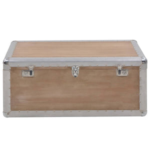 vidaXL Coffre de rangement en bois de sapin massif 91x52x40 cm Marron