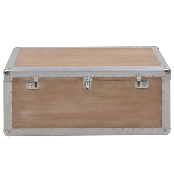 vidaXL Coffre de rangement en bois de sapin massif 91x52x40 cm Marron