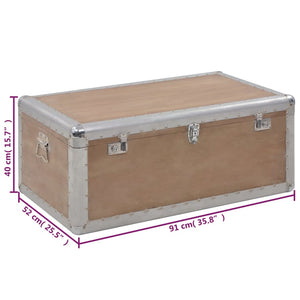 vidaXL Coffre de rangement en bois de sapin massif 91x52x40 cm Marron