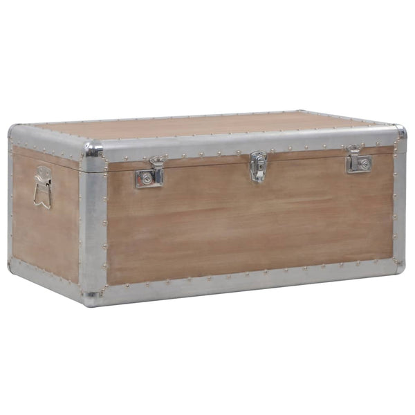 vidaXL Coffre de rangement en bois de sapin massif 91x52x40 cm Marron