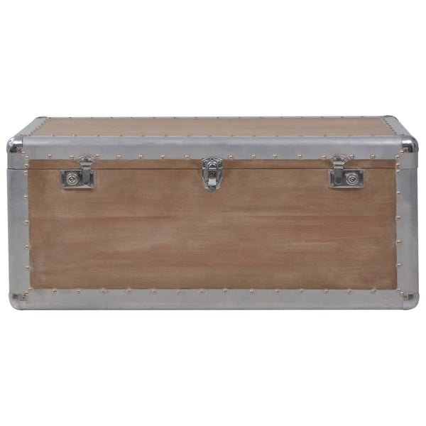 vidaXL Coffre de rangement en bois de sapin massif 91x52x40 cm Marron