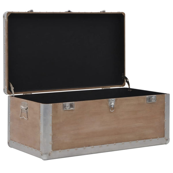 vidaXL Coffre de rangement en bois de sapin massif 91x52x40 cm Marron