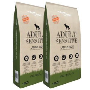 vidaXL Nourriture sèche pour chiens Adult Sensitive Agneau & Riz 2 pcs 30 kg
