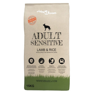 vidaXL Nourriture sèche pour chiens Adult Sensitive Agneau & Riz 2 pcs 30 kg