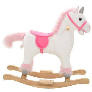 Schaukeltier Einhorn Plüsch Weiß/Rosa